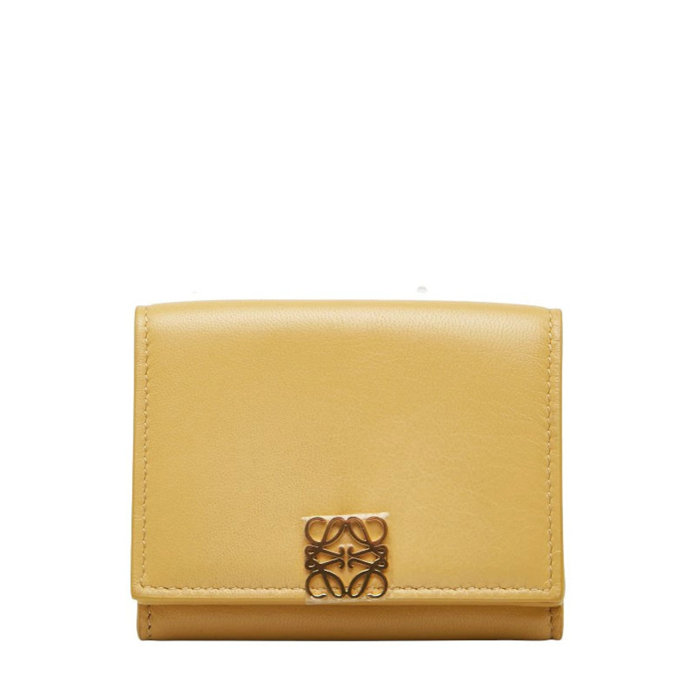 Loewe Anagram Trifold Wallet Yellow Leather